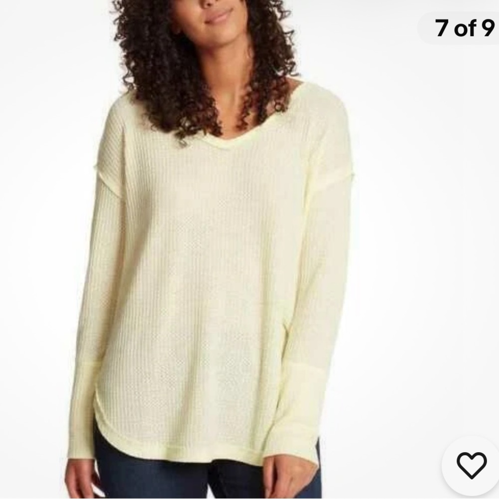 Sonoma  Ribbed Light Yellow V-Neck Sweater